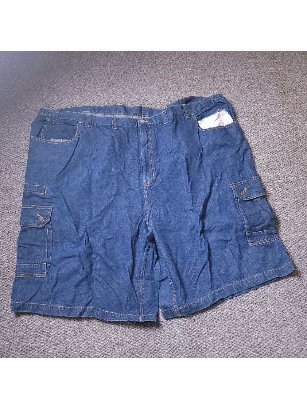 Liberty Blues Cargo Jean Shorts Mens 58 Big Tall Blue Denim Elastic y2K Jorts